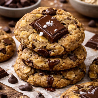 Dark Chocolate Sea Salt Oat Cookies
